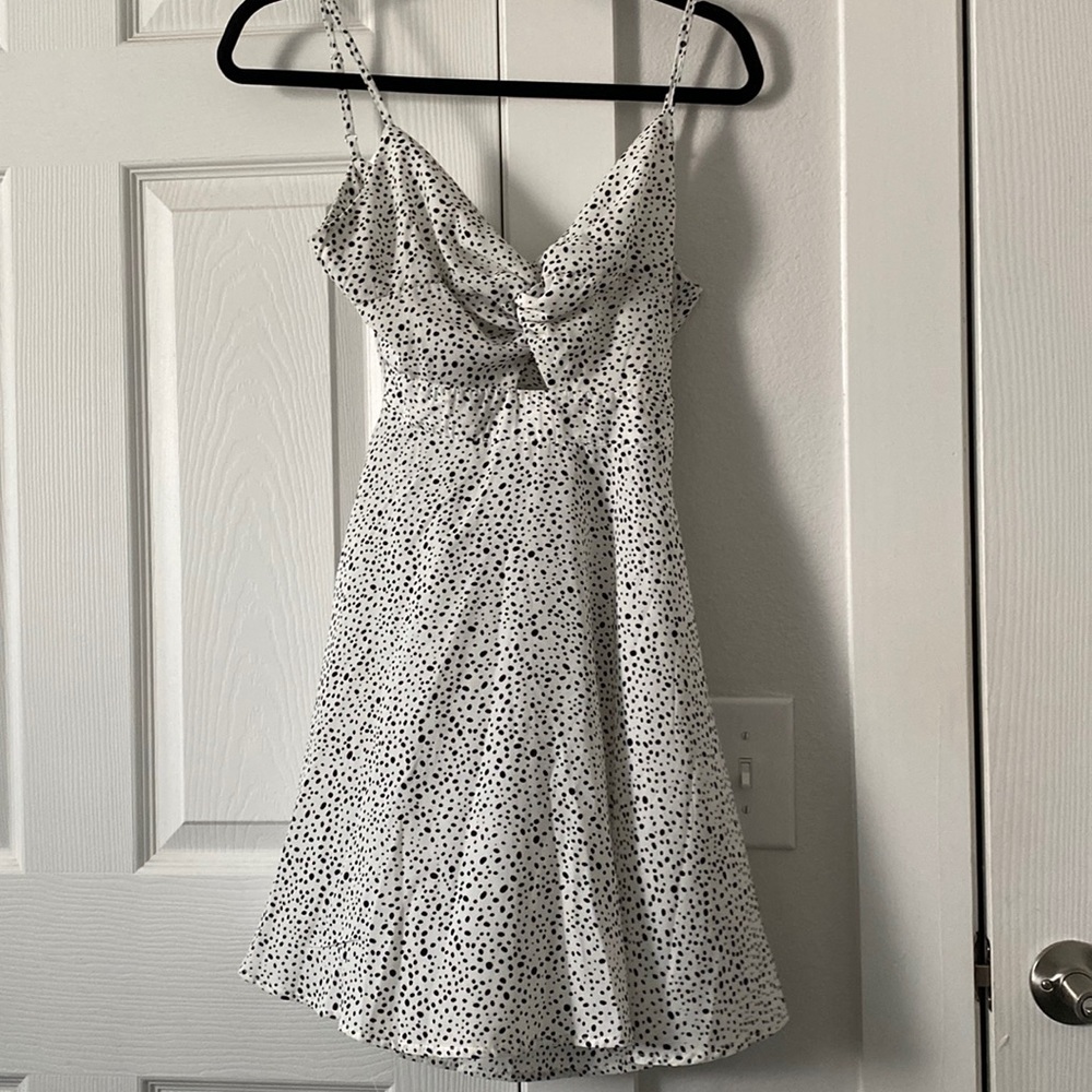 White & Black polka dot Dress